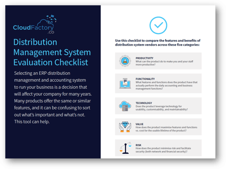 Checklist: MYOB Acumatica Distribution Management System Evaluation